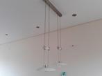 Hanglamp RVS met Melkglas Halogeen, Ophalen, Gebruikt, Glas, 50 tot 75 cm