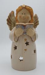 Stenen beeld Engel met boek - waxinelichthouder - hoog 24 cm, Huis en Inrichting, Woonaccessoires | Kandelaars en Kaarsen, Overige materialen