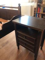 Hoog Antiek Bed met Nachtkastje - Donker Hout, Ophalen, Gebruikt, 90 cm, Eenpersoons