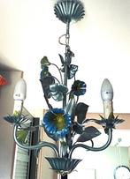 vintage hanglamp grijsgroen, Huis en Inrichting, Lampen | Hanglampen, Gebruikt, Retro, Metaal, 50 tot 75 cm