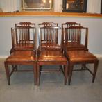 Zes eetkamerstoelen i.z.g.s. schaapsleer, Huis en Inrichting, Stoelen, Ophalen of Verzenden, Gebruikt, Leer, Vijf, Zes of meer stoelen