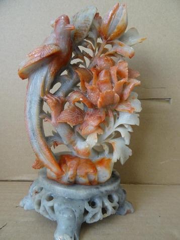 Chinees beeld Feng Huang beeld feniks speksteen 21cm vintage beschikbaar voor biedingen