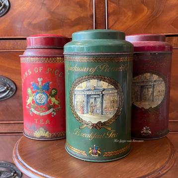 Engels brocante set Tea Tins Jacksons of Piccadilly  beschikbaar voor biedingen