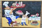 Een kijkje bij de taarten bakker. Sign. Acryl/doek. 121/81cm, Ophalen, Oorspronkelijke maker, Zo goed als nieuw, Schilderij