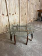 Henning Korch CF Christensen vintage design salontafel hout, Ophalen, Gebruikt, Rond, Glas