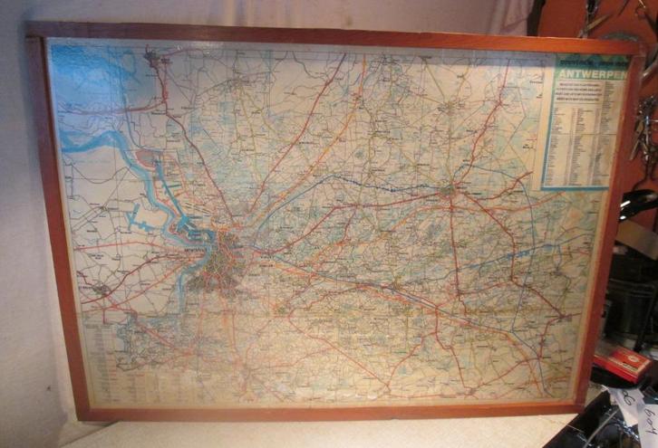 Mooi Gedetailleerde Kaart van de Provincie Antwerpen - 92x67, Antiek en Kunst, Curiosa en Brocante, Ophalen of Verzenden