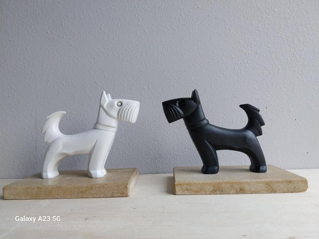 Vintage boekensteunen Schotse terriërs van zamak, Ophalen of Verzenden