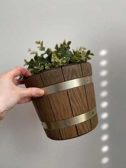 Vintage Emsa bloempot - Houtlook, Tuin en Terras, Bloempotten, Zo goed als nieuw, Overige materialen, Binnen, Minder dan 40 cm