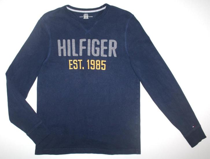 Tommy Hilfiger sweater trui navy/grijs/geel maat 164, Kinderen en Baby's, Kinderkleding | Maat 164, Zo goed als nieuw, Jongen