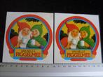 2x sticker van nelle piggelmee logo kabouter achtig vintage, Verzamelen, Stickers, Verzenden, Zo goed als nieuw, Merk