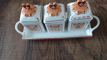 Villeroy & Boch plateau en potjes patroon Ginger / Gember. beschikbaar voor biedingen