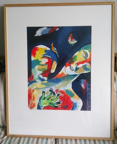 Between the kiss and the morning bird - Surajiya (Indonesië), Antiek en Kunst, Kunst | Schilderijen | Modern, Ophalen