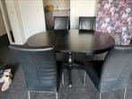Zwarte eettafel met 4 stoelen, Ophalen, Gebruikt, 50 tot 100 cm, 150 tot 200 cm