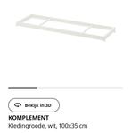 Ikea Pax Komplement kledingroede, wit, 100 x 35 cm, Ophalen, Zo goed als nieuw