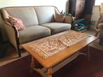 Gratis 3-zits bankstel, 2 fauteuils eiken beige stof, Ophalen, Gebruikt, 75 tot 100 cm, Stof