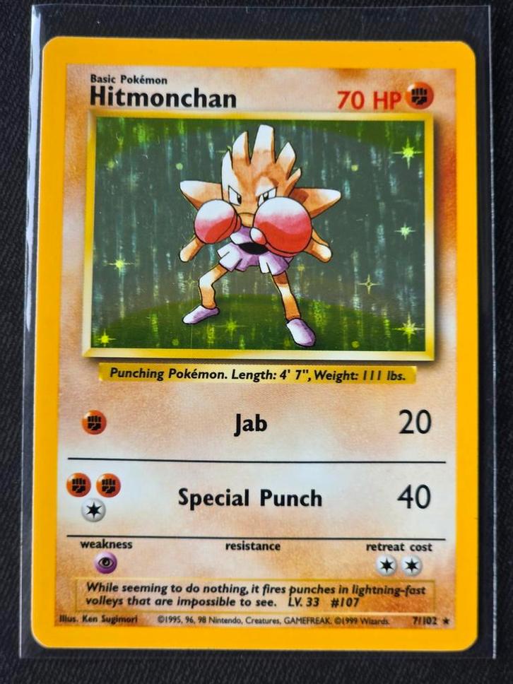Hitmonchan - Base Set 7 - Holo - Near Mint, Hobby en Vrije tijd, Verzamelkaartspellen | Pokémon, Gebruikt, Losse kaart, Ophalen of Verzenden