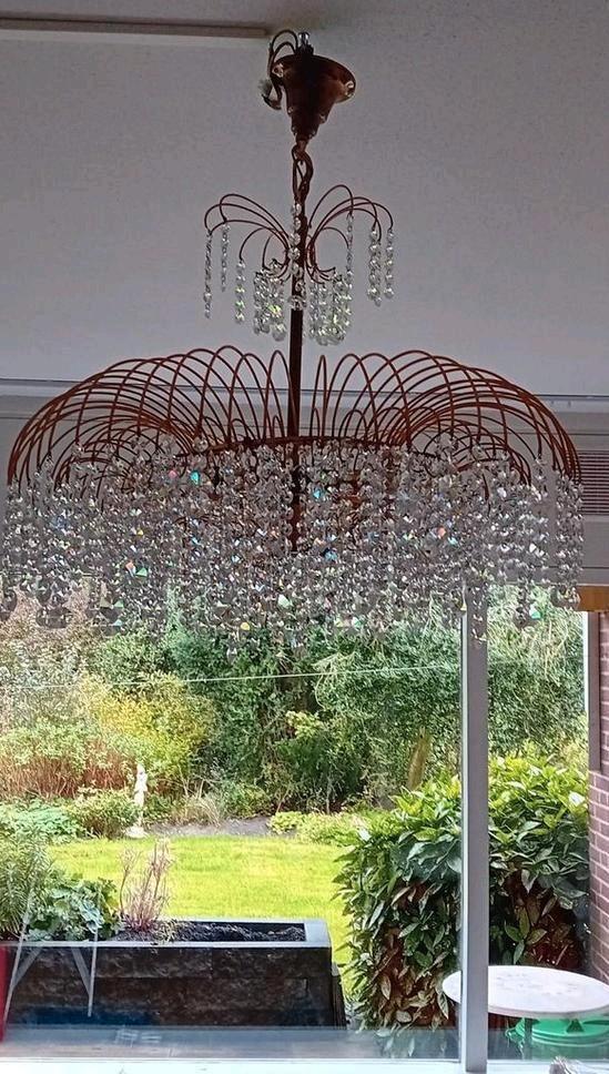Mooie grote kristallen kroonluchter., Huis en Inrichting, Lampen | Kroonluchters, Zo goed als nieuw, Glas, Ophalen