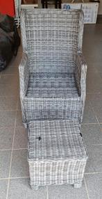 Verstelbare tuinstoel met voetenbankje, Tuin en Terras, Tuinstoelen, Ophalen, Zo goed als nieuw, Wicker, Verstelbaar