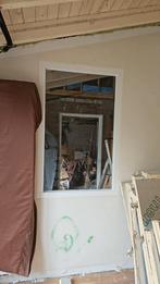 Hardhouten binnenkozijn met gelagerd glas, Ophalen, Gevelraam of Ruit, Gebruikt, 80 tot 120 cm