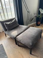 VT Wonen Loveseat met hocker antraciet velours, Ophalen, Gebruikt, Stof, 75 tot 100 cm