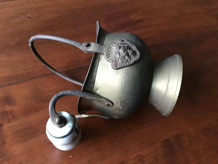 Antieke Bronsen mini Kolenkit met Porseleinen Handvat, Antiek en Kunst, Antiek | Koper en Brons, Brons, Ophalen of Verzenden