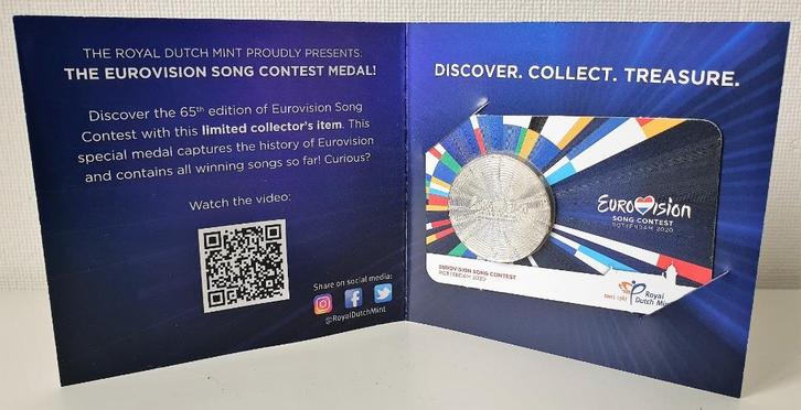 Eurosongfestival  Penning in Coincard met blister, Postzegels en Munten, Munten | Nederland, Losse munt, Euro's, Verzenden
