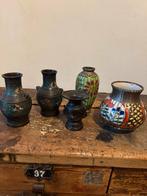 5 zeeeeer oude japanse vaasjes 3 van brons 2 cloisonneé, Ophalen of Verzenden