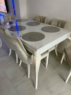 Witte uitschuifbare eettafel, Ophalen, Gebruikt, 100 tot 150 cm, Vijf personen of meer