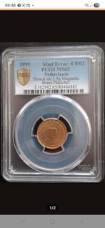 2 eurocent 1999 op verkeerd muntplaatje. MS65 by PCGS., Ophalen of Verzenden, Koningin Beatrix, Euro's, Losse munt