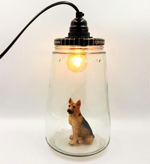 Kesbekelamp met Labradoodle, Setter, Spaniel, Herdershond, Huis en Inrichting, Lampen | Hanglampen, Nieuw, Minder dan 50 cm, Glas