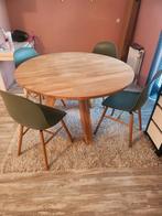 Massief grenen ronde eettafel met stoelen, Ophalen, Rond, Zo goed als nieuw, Vijf personen of meer