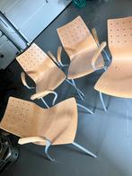 4 blank houten stoelen, Ophalen, Gebruikt, Bruin