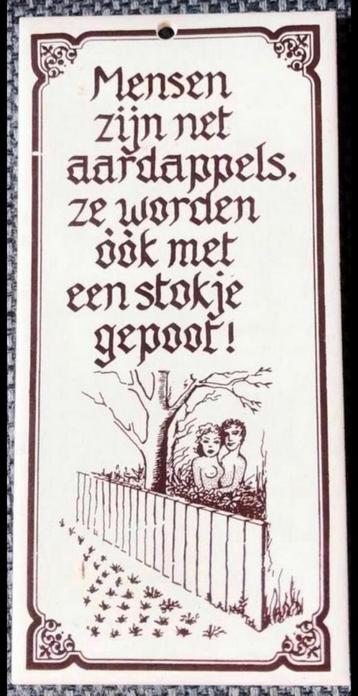 Grappige tegelwijsheid “mensen zijn net aardappels….. beschikbaar voor biedingen