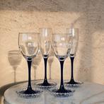Set van 4 vintage Luminarc glazen – kobaltblauw, Glas of Glazen, Verzenden, Overige stijlen, Glas