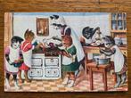 Katten koken in de keuken, 1930, Verzamelen, Ansichtkaarten | Themakaarten, Ophalen of Verzenden, 1920 tot 1940, Gelopen, Overige thema's