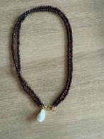 Collier granaat met gouden slot en parel 14K, Ophalen of Verzenden, Zo goed als nieuw, Met edelsteen, Rood