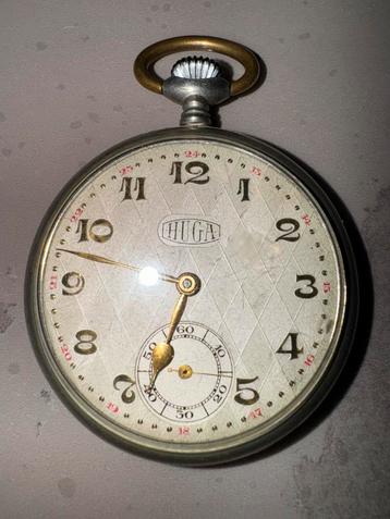 Vintage zilveren Huga pocketwatch zakhorloge beschikbaar voor biedingen