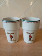2 melkbekers Rudolph the rednosed reindeer, Huis en Inrichting, Ophalen of Verzenden, Zo goed als nieuw, Glas, Overige stijlen