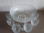 Vintage glazen punch bowl set, Huis en Inrichting, Ophalen, Glas of Glazen, Overige stijlen, Glas