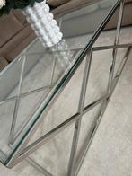 glazen salontafel en 2 bijzettafels, Ophalen, 100 tot 150 cm, Minder dan 50 cm, Rechthoekig