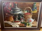 Russisch schilderij in zware houten lijst., Antiek en Kunst, Ophalen of Verzenden