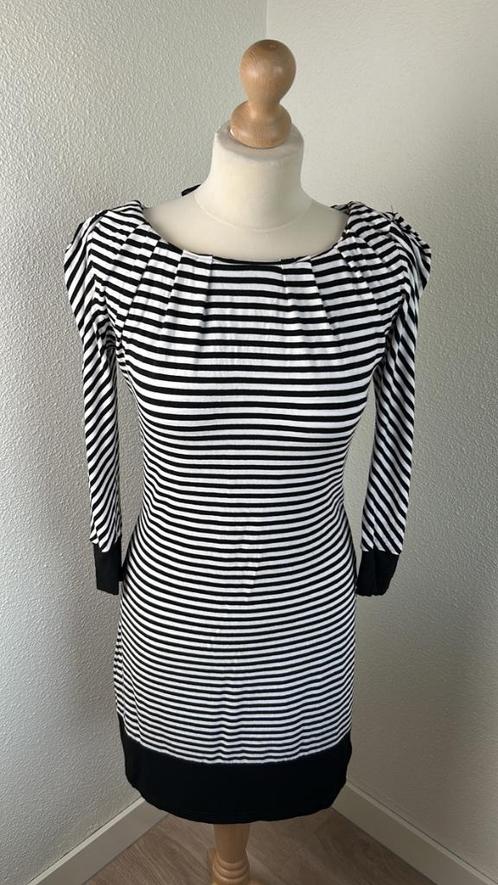 Juffrouw Jansen maat L streepjes jurk, Kleding | Dames, Jurken, Zo goed als nieuw, Maat 42/44 (L), Zwart, Knielengte, Ophalen of Verzenden