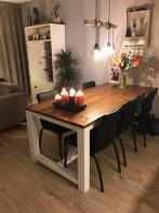 Eettafel met 6 stoelen, Ophalen, Gebruikt, 100 tot 150 cm, Eikenhout