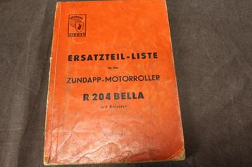 Zündapp R204 Bella 1958 motorroller scooter ersatzteil liste beschikbaar voor biedingen