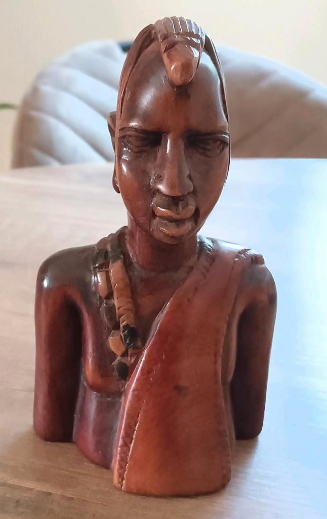 Afrikaanse Houten Buste Man, Antiek en Kunst, Kunst | Beelden en Houtsnijwerken, Ophalen of Verzenden