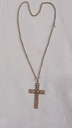 zilveren KETTING 42 cm, met zilver filigrain KRUIS 6x 3,3 cm, Ophalen of Verzenden, Zilver, Ketting