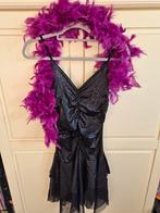Showgirl Carnaval Kostuum met Boa - Maat S, Zwart, Ophalen of Verzenden, Zo goed als nieuw, Maat 36 (S)