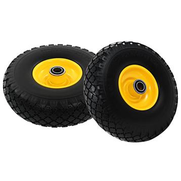 2 Steekwagenwielen massief rubber anti lek PU GRATIS BEZORGD beschikbaar voor biedingen