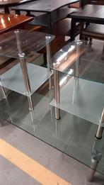 Glazen Salontafel met Metalen Poten, Ophalen, Gebruikt, 100 tot 150 cm, 50 tot 100 cm
