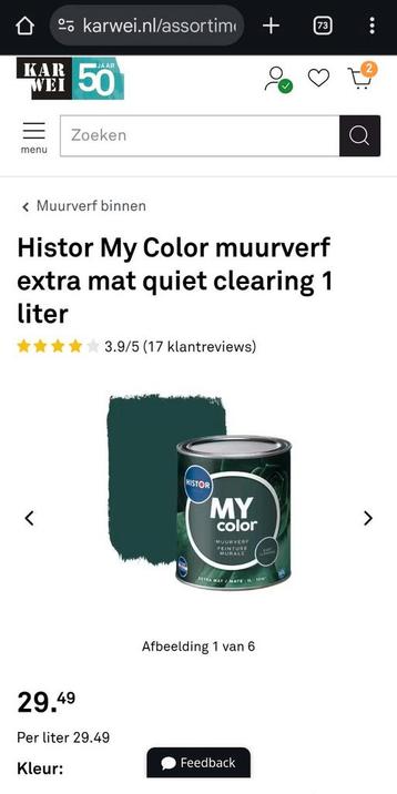 Histor verf 2,5 liter groen Quiet Clearing PPG1145-7 beschikbaar voor biedingen